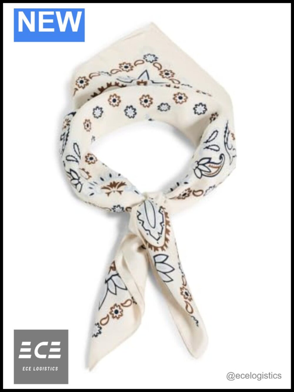 100% Silk Floral Bandana Scarf 31.5in Square Lightweight Twill